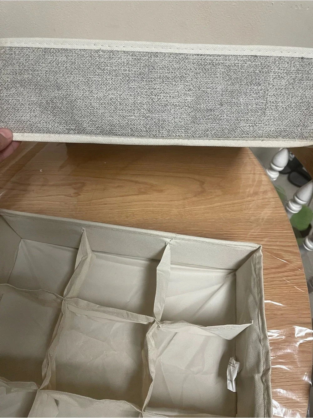 9-Compartment Fabric Storage Organizer - Cream